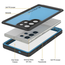 Load image into Gallery viewer, Funda impermeable para Galaxy S24 Ultra PunkCase StudStar azul claro fina de 6,6 pies sumergible IP68 a prueba de golpes
