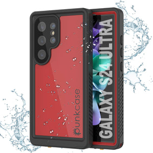 Funda impermeable para Galaxy S24 Ultra PunkCase StudStar roja fina de 6,6 pies, resistente al agua IP68, a prueba de golpes y nieve