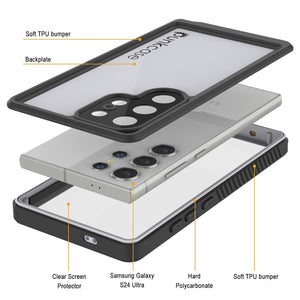 Funda impermeable para Galaxy S24 Ultra, Punkcase StudStar, delgada, blanca, de 6,6 pies, resistente al agua, IP68, a prueba de golpes y nieve