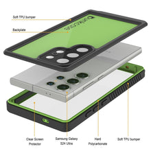 Load image into Gallery viewer, Funda impermeable para Galaxy S24 Ultra PunkCase StudStar verde claro fina de 6,6 pies sumergible IP68 a prueba de golpes
