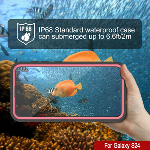 Funda impermeable para Galaxy S24 PunkCase StudStar, color rosa, fina, 1,9 m, resistente al agua, IP68, a prueba de golpes y nieve