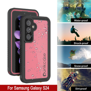 Funda impermeable para Galaxy S24 PunkCase StudStar, color rosa, fina, 1,9 m, resistente al agua, IP68, a prueba de golpes y nieve