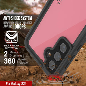 Funda impermeable para Galaxy S24 PunkCase StudStar, color rosa, fina, 1,9 m, resistente al agua, IP68, a prueba de golpes y nieve