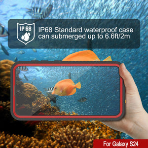 Funda impermeable para Galaxy S24 PunkCase StudStar roja fina de 6,2 pies, resistente al agua, IP68, a prueba de golpes y nieve