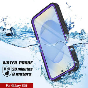 Funda impermeable para Galaxy S25, Punkcase [Extreme Mag Series] Armor Cover con protector de pantalla incorporado [morado]