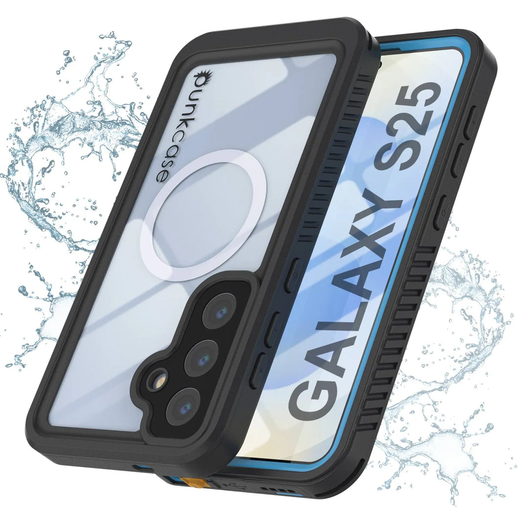 Funda impermeable para Galaxy S25, Punkcase [Extreme Mag Series] Armor Cover con protector de pantalla incorporado [azul]