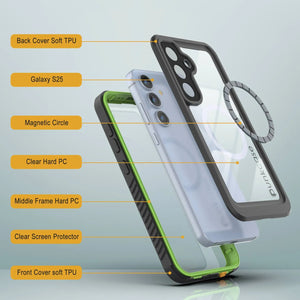 Funda impermeable para Galaxy S25, Punkcase [Extreme Mag Series] Armor Cover con protector de pantalla incorporado [Verde]