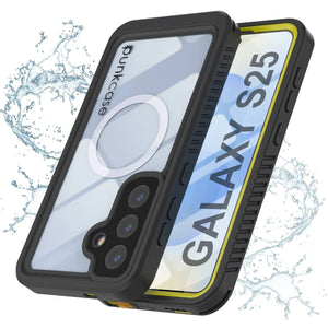 Funda impermeable para Galaxy S25, Punkcase [Extreme Mag Series] Armor Cover con protector de pantalla incorporado [amarillo]