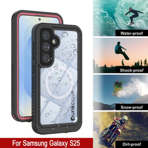 Funda impermeable para Galaxy S25, Punkcase [Extreme Mag Series] Armor Cover con protector de pantalla incorporado [rosa]