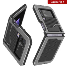 Cargar imagen en el visor de la galería, Funda de metal Galaxy Z Flip4, Resistente Armadura de Grado Militar, Cobertura Completa de Cuerpo Duro [Plata]
