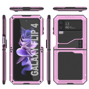 Funda de Metal Galaxy Z Flip4, Cobertura de Armadura Militar Resistente para todo el cuerpo [Rosa]