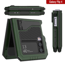 Load image into Gallery viewer, Carcasa de metal Galaxy Z Flip4, cubierta resistente de grado militar de cuerpo completo duro [verde oscuro].
