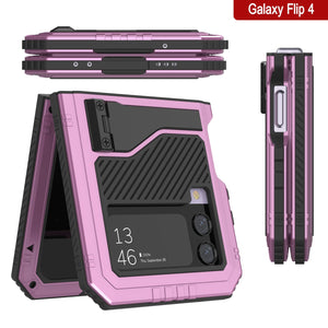 Funda de Metal Galaxy Z Flip4, Cobertura de Armadura Militar Resistente para todo el cuerpo [Rosa]