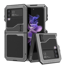 Cargar imagen en el visor de la galería, Funda de metal Galaxy Z Flip4, Resistente Armadura de Grado Militar, Cobertura Completa de Cuerpo Duro [Plata]
