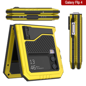 Funda de metal Galaxy Z Flip4, cubierta de armadura resistente de grado militar, cuerpo completo duro [neón].