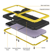 Load image into Gallery viewer, Funda de metal Galaxy Z Flip4, cubierta de armadura resistente de grado militar, cuerpo completo duro [neón].
