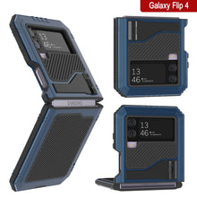 Load image into Gallery viewer, Carcasa de metal Galaxy Z Flip4, cubierta de armadura resistente de grado militar de cuerpo completo [azul].
