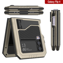 Load image into Gallery viewer, Estuche de metal para Galaxy Z Flip4, cubierta de armadura de grado militar resistente, cuerpo completo duro [oro]
