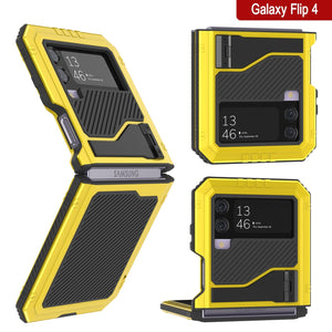 Funda de metal Galaxy Z Flip4, cubierta de armadura resistente de grado militar, cuerpo completo duro [neón].