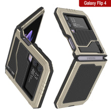 Load image into Gallery viewer, Estuche de metal para Galaxy Z Flip4, cubierta de armadura de grado militar resistente, cuerpo completo duro [oro]
