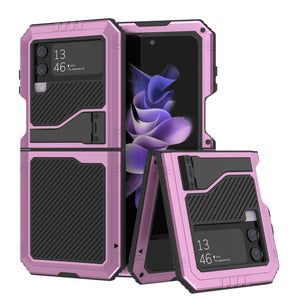 Funda de Metal Galaxy Z Flip4, Cobertura de Armadura Militar Resistente para todo el cuerpo [Rosa]