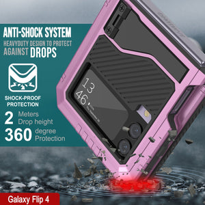 Funda de Metal Galaxy Z Flip4, Cobertura de Armadura Militar Resistente para todo el cuerpo [Rosa]