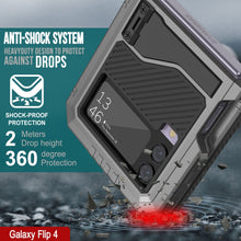 Cargar imagen en el visor de la galería, Funda de metal Galaxy Z Flip4, Resistente Armadura de Grado Militar, Cobertura Completa de Cuerpo Duro [Plata]
