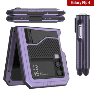 Carcasa Galaxy Z Flip4 de metal, funda resistente de grado militar que protege todo el cuerpo [morada].