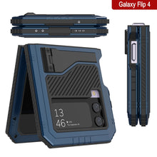 Load image into Gallery viewer, Carcasa de metal Galaxy Z Flip4, cubierta de armadura resistente de grado militar de cuerpo completo [azul].
