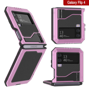 Funda de Metal Galaxy Z Flip4, Cobertura de Armadura Militar Resistente para todo el cuerpo [Rosa]