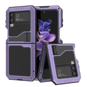 Carcasa Galaxy Z Flip4 de metal, funda resistente de grado militar que protege todo el cuerpo [morada].