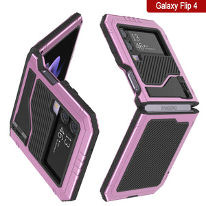 Funda de Metal Galaxy Z Flip4, Cobertura de Armadura Militar Resistente para todo el cuerpo [Rosa]