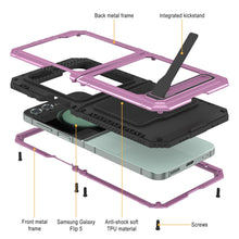 Cargar imagen en el visor de la galería, Funda Galaxy Z Flip5 de Metal, Cubierta de Alta Resistencia de Grado Militar, Cuerpo Completo, Dura [Rosa]
