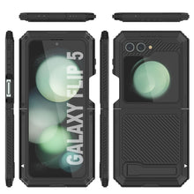 Cargar imagen en el visor de la galería, Estuche de metal Galaxy Z Flip5, cubierta de armadura resistente de grado militar de servicio pesado para cuerpo completo [negro].

