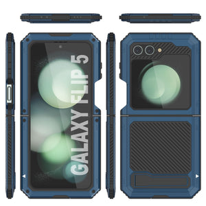 Estuche de metal Galaxy Z Flip5, cubierta resistente de grado militar para todo el cuerpo [azul]