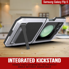 Cargar imagen en el visor de la galería, Carcasa de metal Galaxy Z Flip5, resistente de grado militar, con cubierta de armadura de servicio pesado que protege todo el cuerpo [Blanco].
