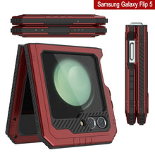 Load image into Gallery viewer, Funda de metal Galaxy Z Flip5, resistente militar de grado de armadura, cubierta dura de cuerpo completo [Roja].
