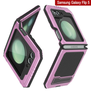 Funda Galaxy Z Flip5 de Metal, Cubierta de Alta Resistencia de Grado Militar, Cuerpo Completo, Dura [Rosa]