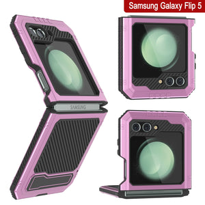 Funda Galaxy Z Flip5 de Metal, Cubierta de Alta Resistencia de Grado Militar, Cuerpo Completo, Dura [Rosa]