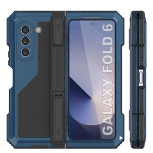 Funda de metal para Galaxy Z Fold6, carcasa de armadura de grado militar resistente, carcasa rígida de cuerpo completo [azul]