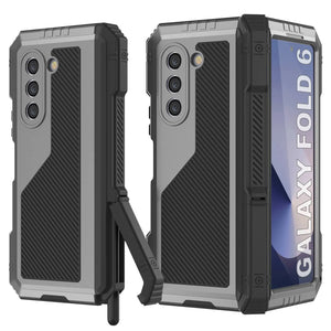 Funda de metal para Galaxy Z Fold6, carcasa de armadura de grado militar resistente, carcasa rígida de cuerpo completo [plateada]