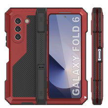 Load image into Gallery viewer, Funda de metal para Galaxy Z Fold6, carcasa de armadura de grado militar resistente, carcasa rígida de cuerpo completo [roja]
