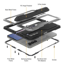 Load image into Gallery viewer, Funda de metal para Galaxy Z Fold6, carcasa de armadura de grado militar resistente, carcasa rígida de cuerpo completo [plateada]
