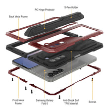 Load image into Gallery viewer, Funda de metal para Galaxy Z Fold6, carcasa de armadura de grado militar resistente, carcasa rígida de cuerpo completo [roja]
