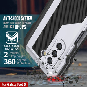 Funda de metal para Galaxy Z Fold6, carcasa de armadura de grado militar resistente, carcasa rígida de cuerpo completo [blanca]