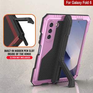 Funda de metal para Galaxy Z Fold6, carcasa de armadura de grado militar resistente, carcasa rígida de cuerpo completo [rosa]