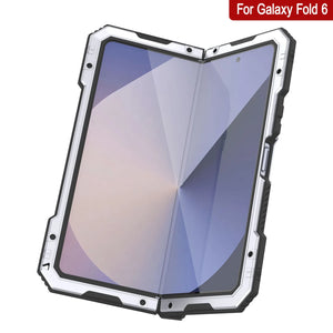 Funda de metal para Galaxy Z Fold6, carcasa de armadura de grado militar resistente, carcasa rígida de cuerpo completo [blanca]