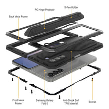 Load image into Gallery viewer, Funda de metal para Galaxy Z Fold6, carcasa de armadura de grado militar resistente, carcasa rígida de cuerpo completo [negra]
