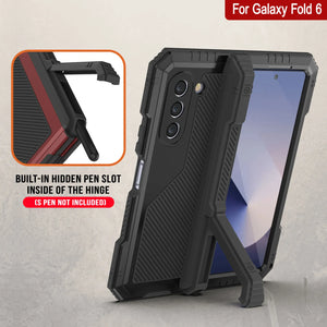 Funda de metal para Galaxy Z Fold6, carcasa de armadura de grado militar resistente, carcasa rígida de cuerpo completo [negra]