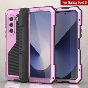 Funda de metal para Galaxy Z Fold6, carcasa de armadura de grado militar resistente, carcasa rígida de cuerpo completo [rosa]